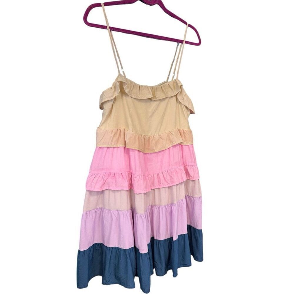 BiBi Color Blocked Ruffled Tiered Dress Medium NWT | - Picture 14 of 14